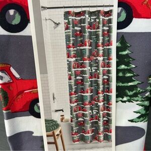 Holiday Time Fabric Shower Curtain - Red and Green